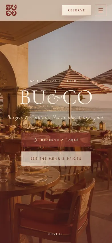 BUCO Beirut website concept shown on a mobile phone