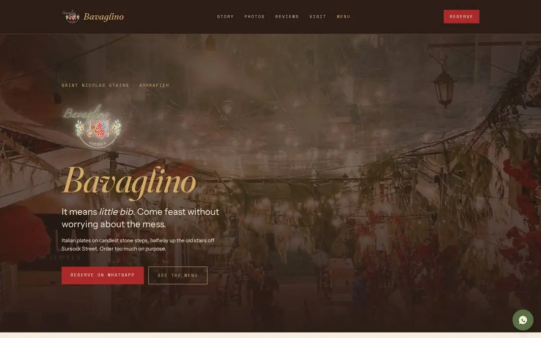 Bavaglino restaurant website concept by Karnibo Web Studio